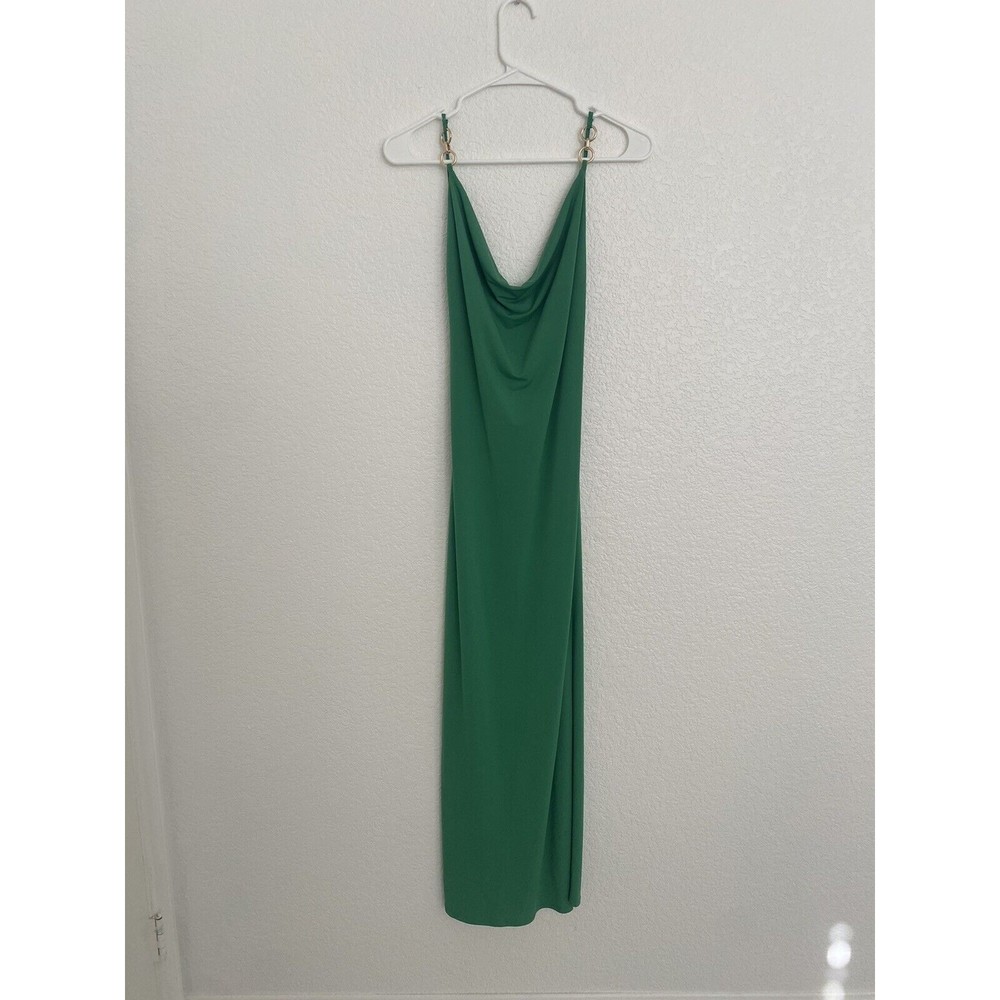Wearever Women DRESS SIZE M Green Formal Gown Fitted Sexy Long NWOT Gold Accent
